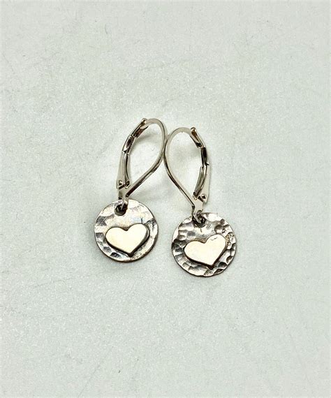 Sterling Silver Heart Earrings Heart Shaped Earrings Silver | Etsy