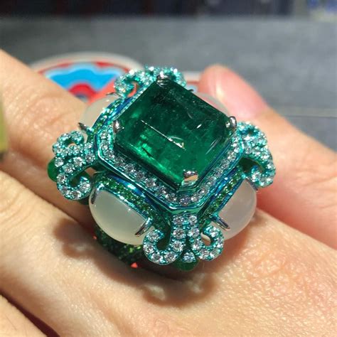 emerald and jade ring #hautecouture #emerald #jade #diamonds # ...