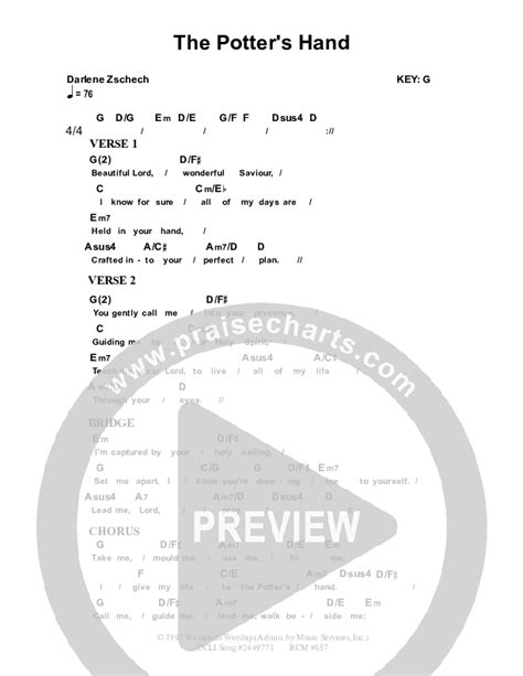 The Potter's Hand Chords PDF (Dennis Prince / Nolene Prince) - PraiseCharts