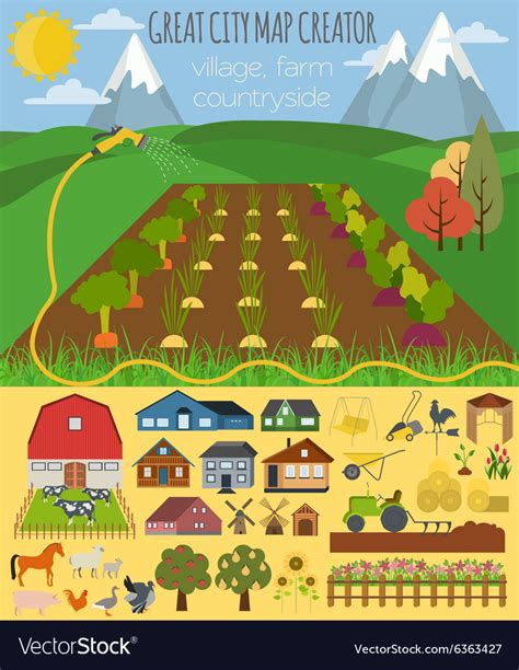 Great city map creator village farm countryside Vector Image