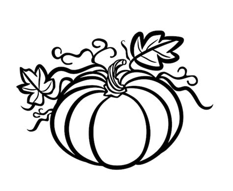 Premium Vector | Black pumpkin silhouette outline stencil,leaves,stem ...