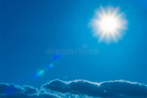 Blue, Blue Sky with Sun in Frame Stock Image - Image of scenic, light ...