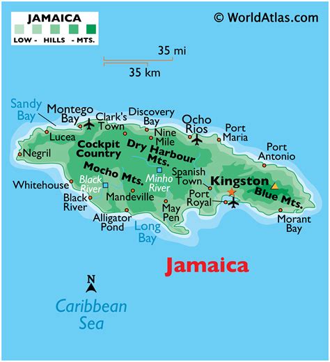 Jamaica Maps Including Outline and Topographical Maps - Worldatlas.com