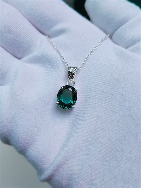 Teal Sapphire Pendant Teal Sapphire Necklace 925 Sterling - Etsy