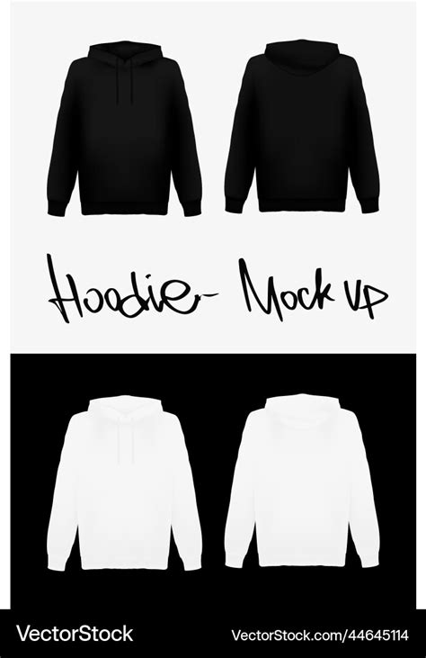 Hoodie mockup black and white front Royalty Free Vector