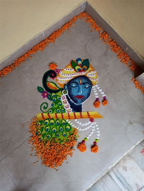 Krishna Rangoli Design | Easy rangoli designs videos, Easy rangoli ...