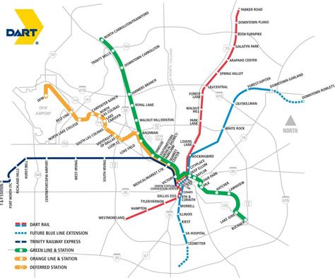 Dallas transit map - Dallas area rapid transit map (Texas - USA)