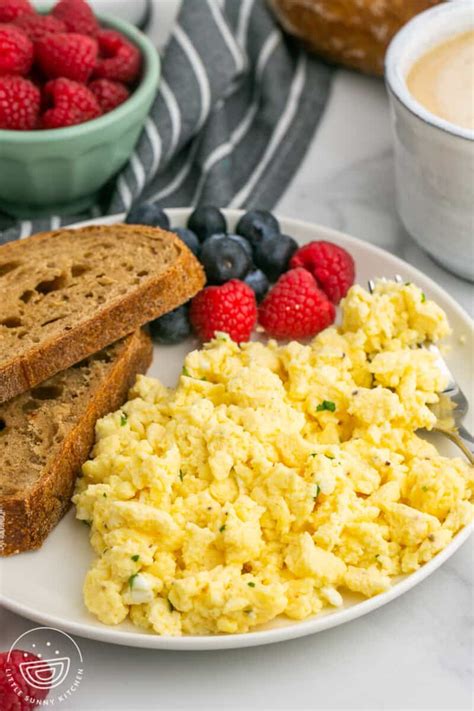 Fluffy Scrambled Eggs with Cottage Cheese - Little Sunny Kitchen