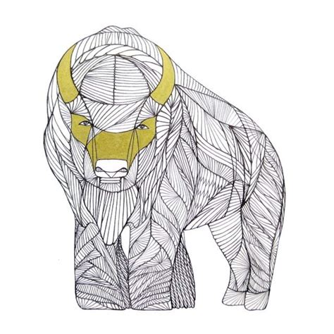 BUFFALO LINE DRAWING Art by Thailan When | Etsy