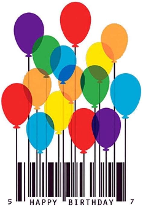 DIY Barcode Birthday Card with Colorful Balloons