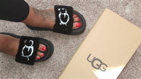 UGG Laton fur slides review and try on - YouTube