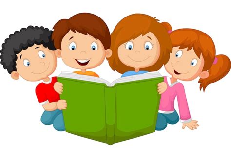 Premium Vector | Cartoon kids reading book