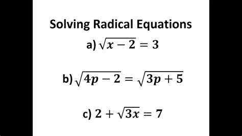 Solving Radical Equations - YouTube