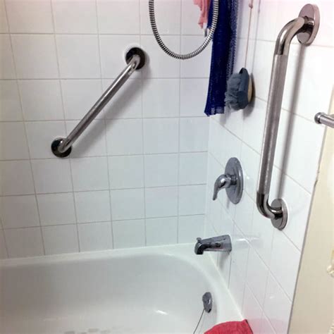 grab bars in bathtub white tile - Grab Bar Guy