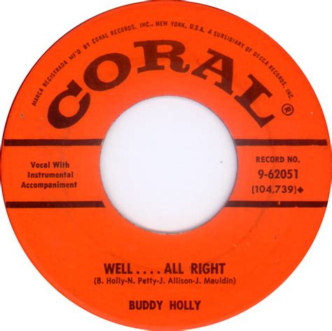 Buddy Holly – Well.... All Right / Heartbeat (1958, Orange, Vinyl ...