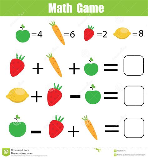 Jeu Éducatif De Maths Pour Des Enfants Équations De Compte concernant ...