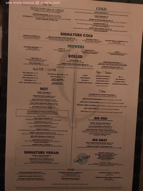 Menu at Catch LA restaurant, West Hollywood