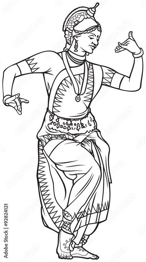 Indian dance vector illustration, classical Indian dance, Odissi dancer ...