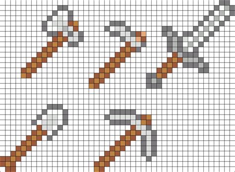 Minecraft Iron Sword Pixel Art Grid - Deriding-Polyphemus