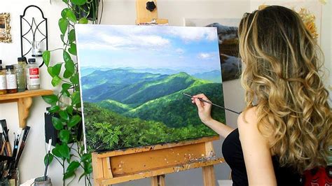 Oil Painting Time Lapse | Mountain Landscape | Mountain landscape ...