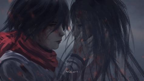 Download Mikasa And Eren Aesthetic Anime Couple Digital Painting ...