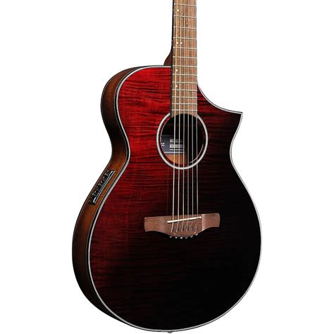 Ibanez AEWC32FM Thinline Acoustic-Electric Guitar Transparent Red ...