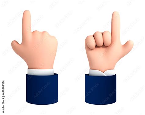 Vector cartoon hand with finger pointing up isolated on white ...