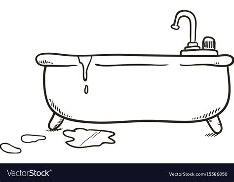 Bathroom tub draw Royalty Free Vector Image - VectorStock