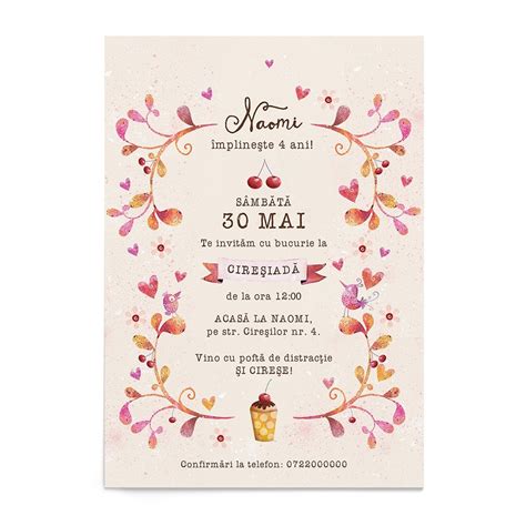 Invitatie zi de nastere Cherry Party face parte din categoria Invitatii ...