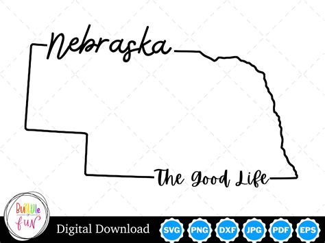 Nebraska State Outline Design, Nebraska PNG, Nebraska SVG, Nebraska Cut ...