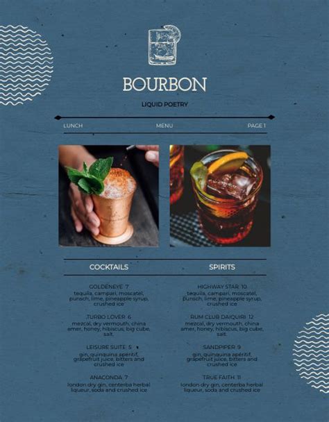 Bar Bourbon Menu Design Template by MustHaveMenus