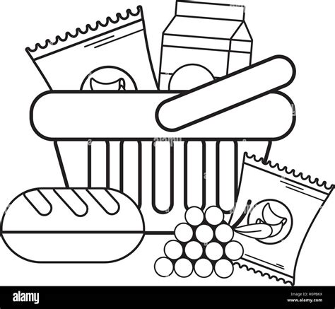 groceries purchase basket black and white Stock Vector Image & Art - Alamy