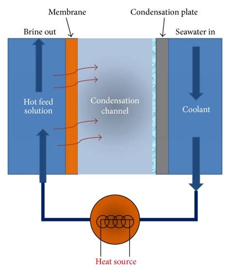 Principle of the membrane distillation (MD) process. | Download ...