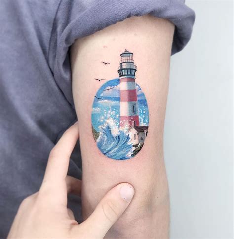 Lighthouse with Crashing Waves Mini Tattoos, Word Tattoos, New Tattoos ...