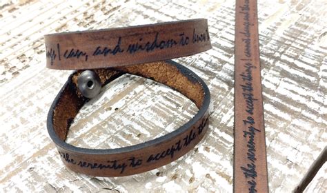 Serenity Prayer Leather Bracelet Wrap Laser engraved