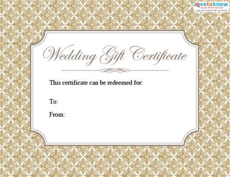 Printable Wedding Gift Certificates | LoveToKnow