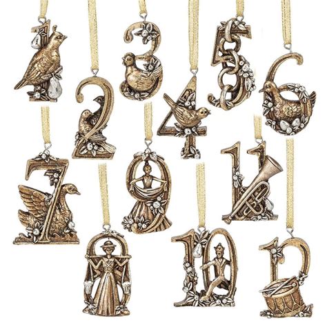 12 Days of Christmas Tree Ornament Set Twelve Figural Hanging Ornaments ...