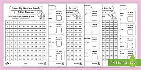 Guess My Number Hundreds Chart Puzzles skip counting