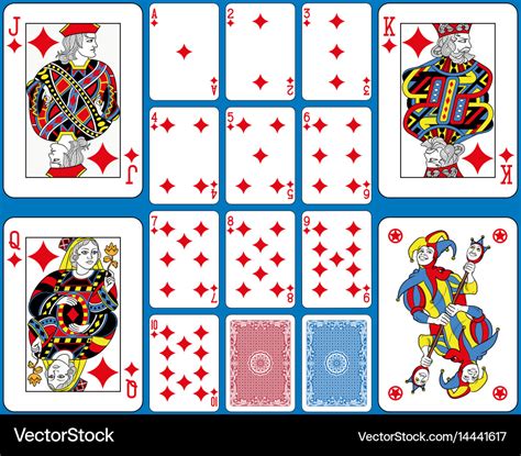 Diamonds suite playing cards french style Vector Image