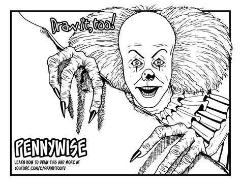 How to Draw PENNYWISE THE CLOWN (IT [1990] TV Mini-Series) Drawing ...