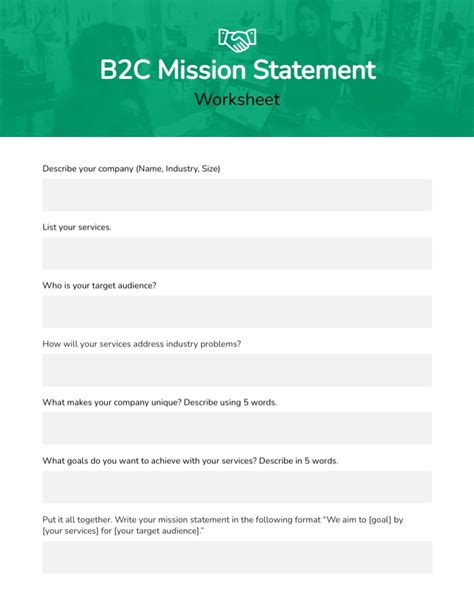 B2C Mission Statement Worksheet Template | Visme