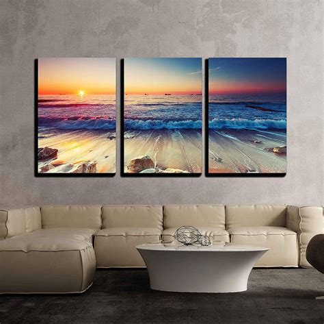 Wall26 3 Piece Canvas Wall Art - Beautiful Sunrise over the Horizon ...