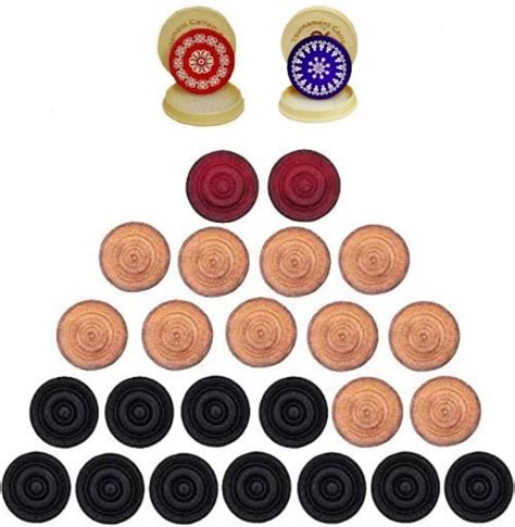 Carrom Board Wooden Coins & Tournament Striker Professional Set 24 ...