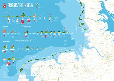 North Sea – Map of the Frisian Islands - Marmota Maps