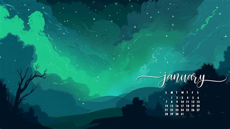 January 2024 Desktop Calendar Wallpaper - TubeWP