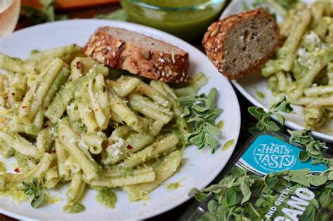 Fresh Oregano Pesto Pasta Recipe - Slice of Jess