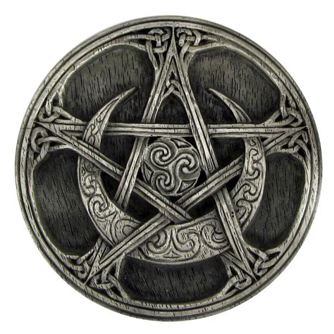 Pewter Moon Pentacle Paten Altar Pentagram Wiccan Ritual Tile Disk ...