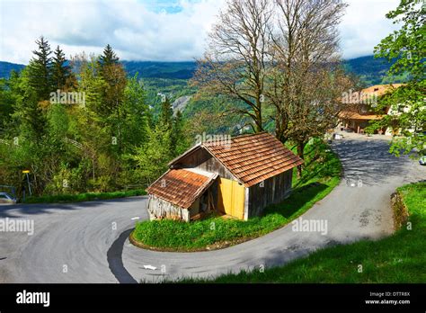 Swiss chalet at Alps Stock Photo - Alamy