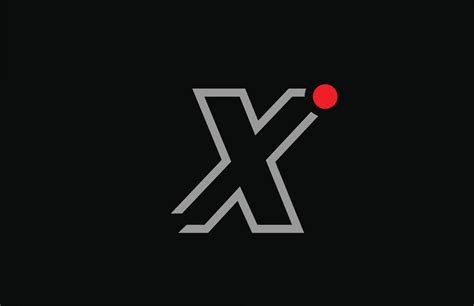 X black and white alphabet letter logo icon design with red dot ...