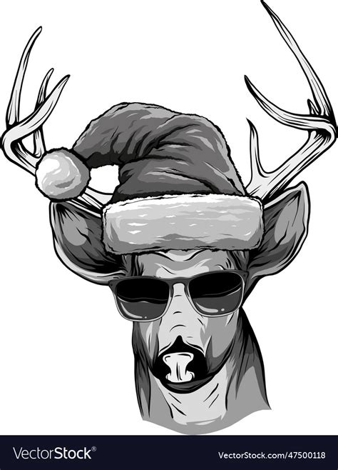 Monochromatic santa claus reindeer Royalty Free Vector Image